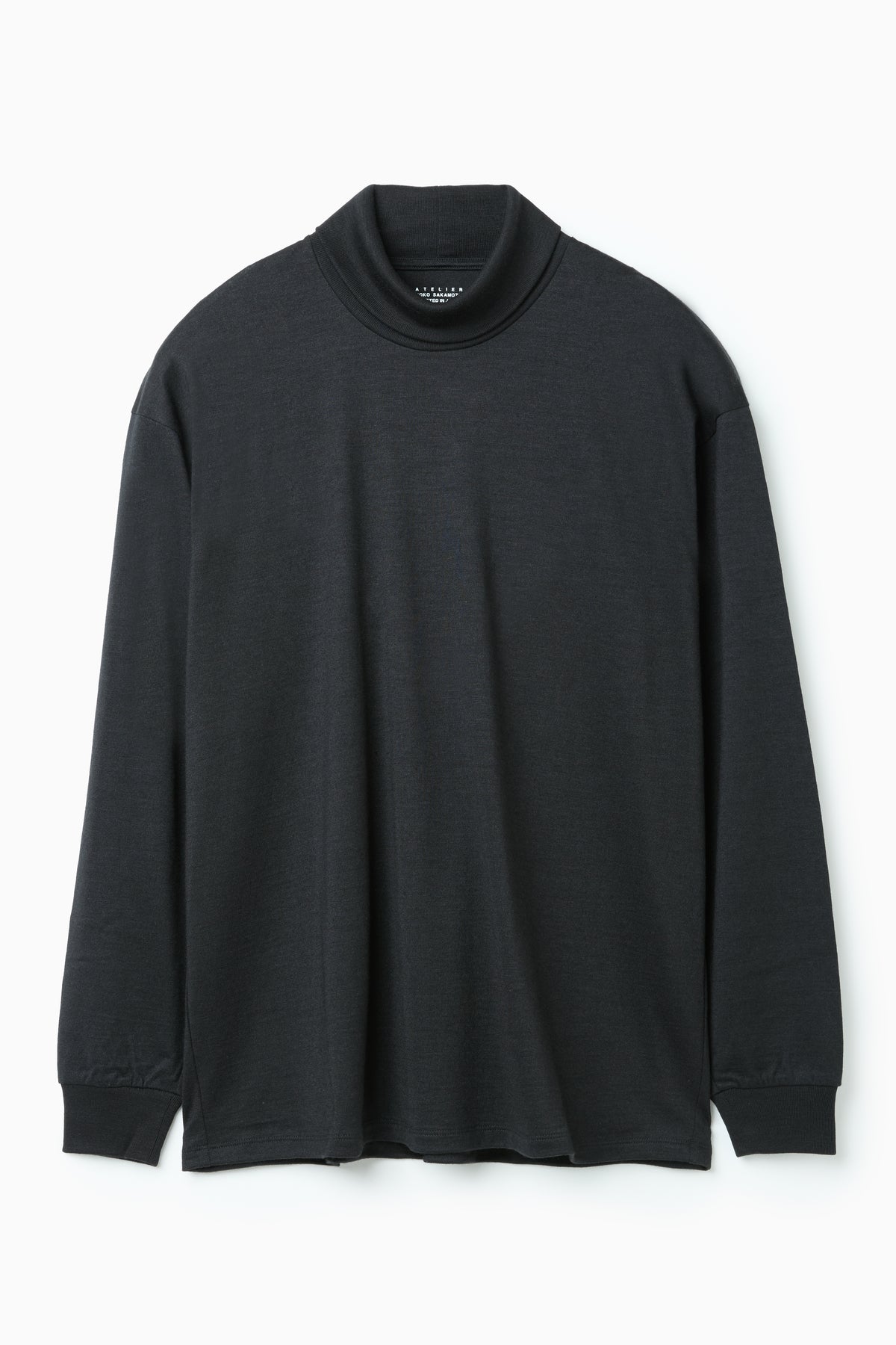 WOOL RAMIE JERSEY HIGH NECK PULLOVER