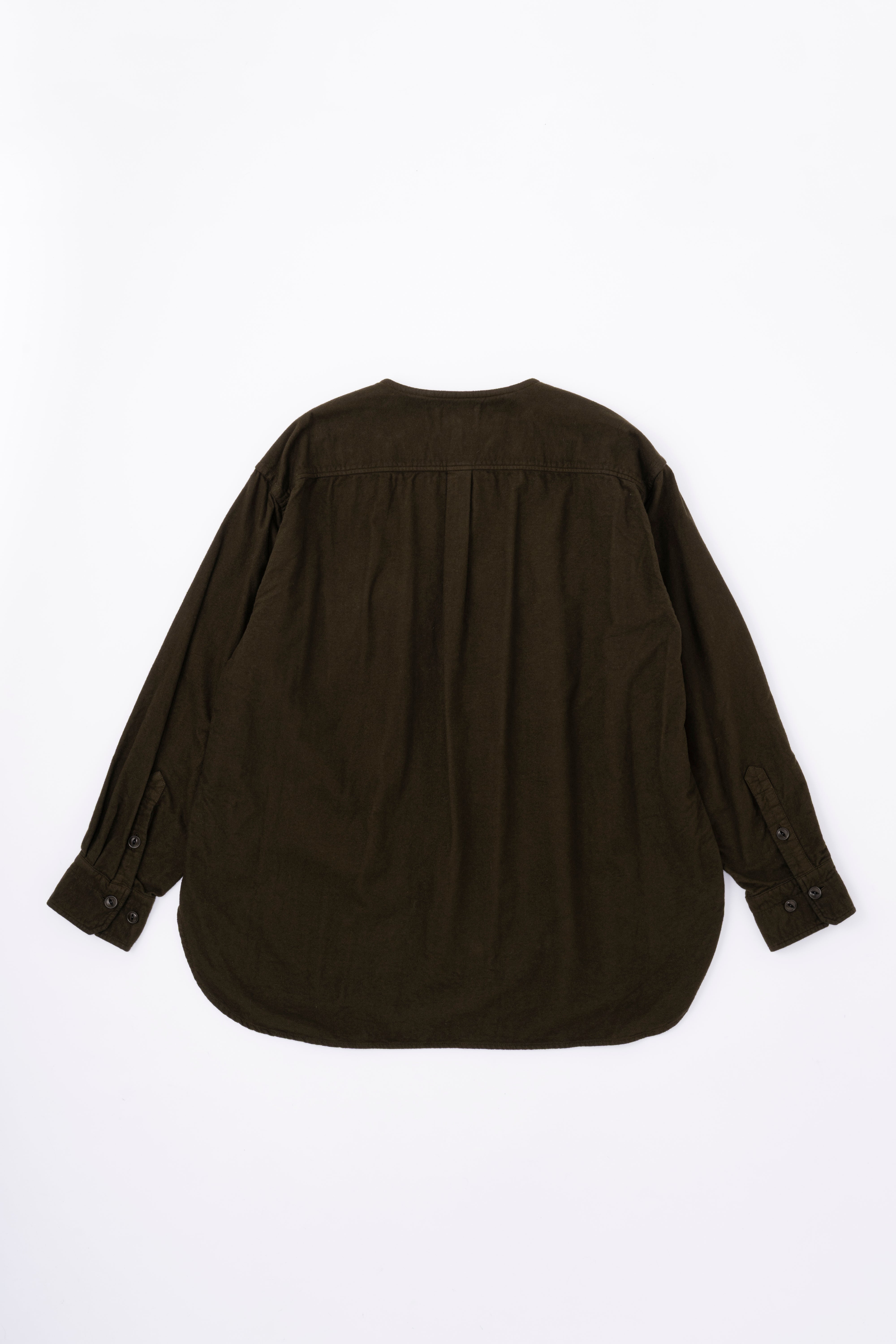 BRUSHED COTTON COLLARLESS SHIRT