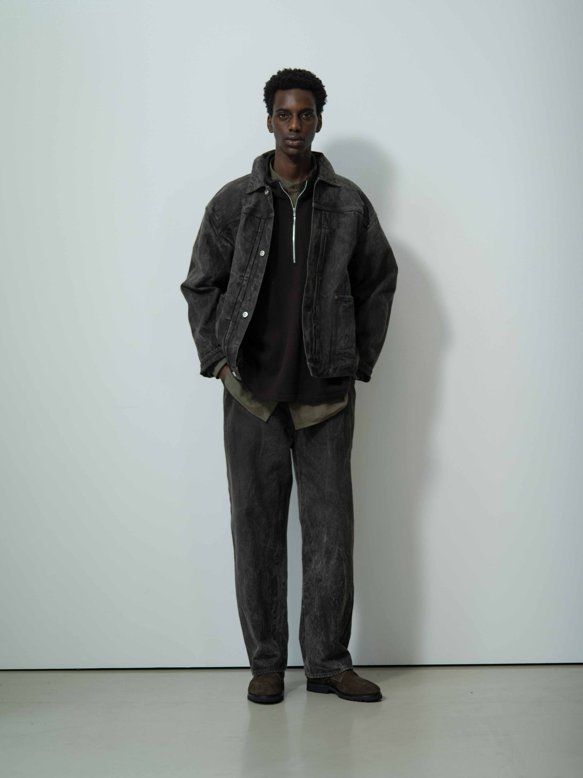 WOOL FLEECE HALF ZIP PULLOVER