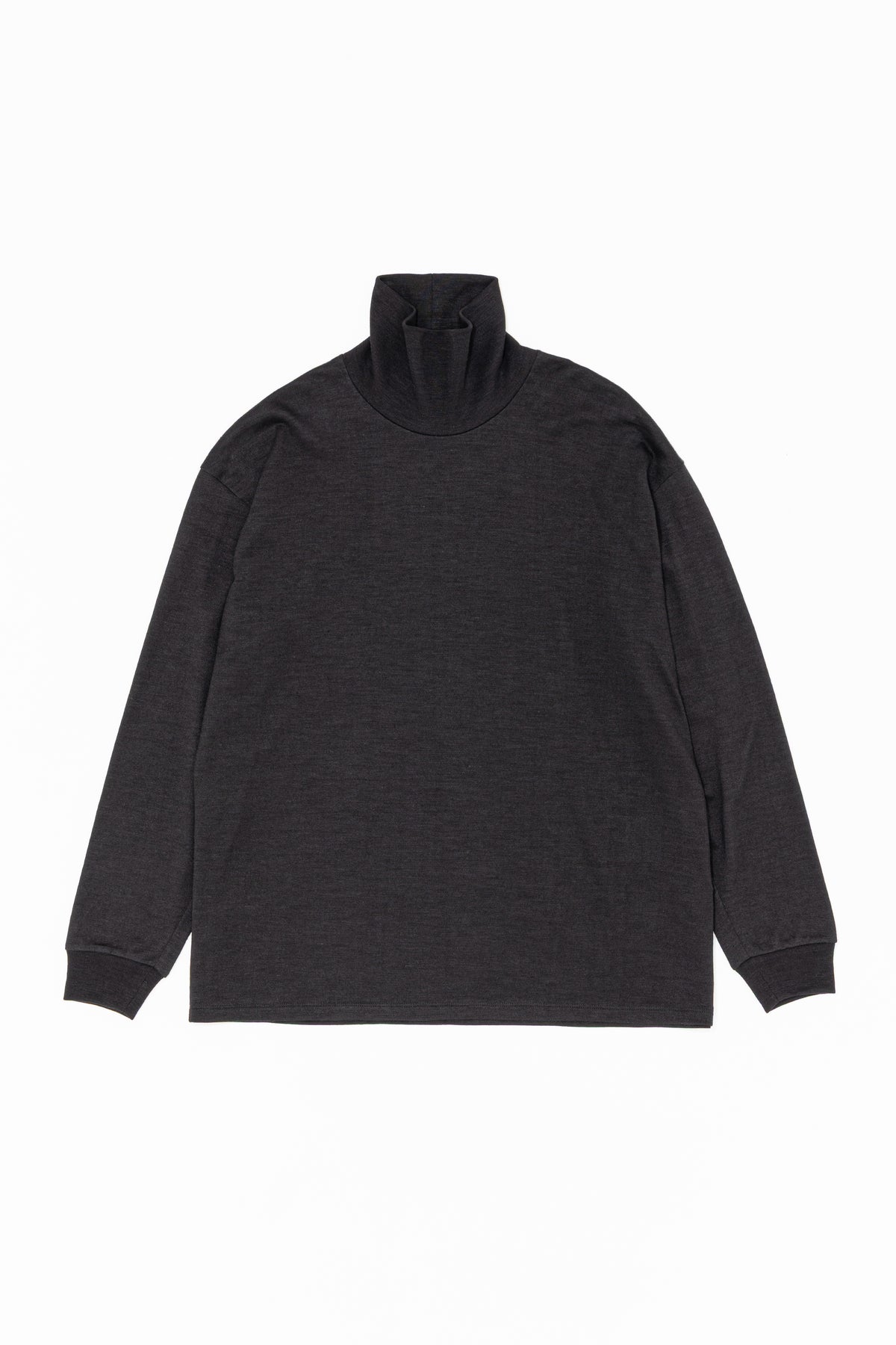 WOOL RAMIE JERSEY HIGH NECK PULLOVER
