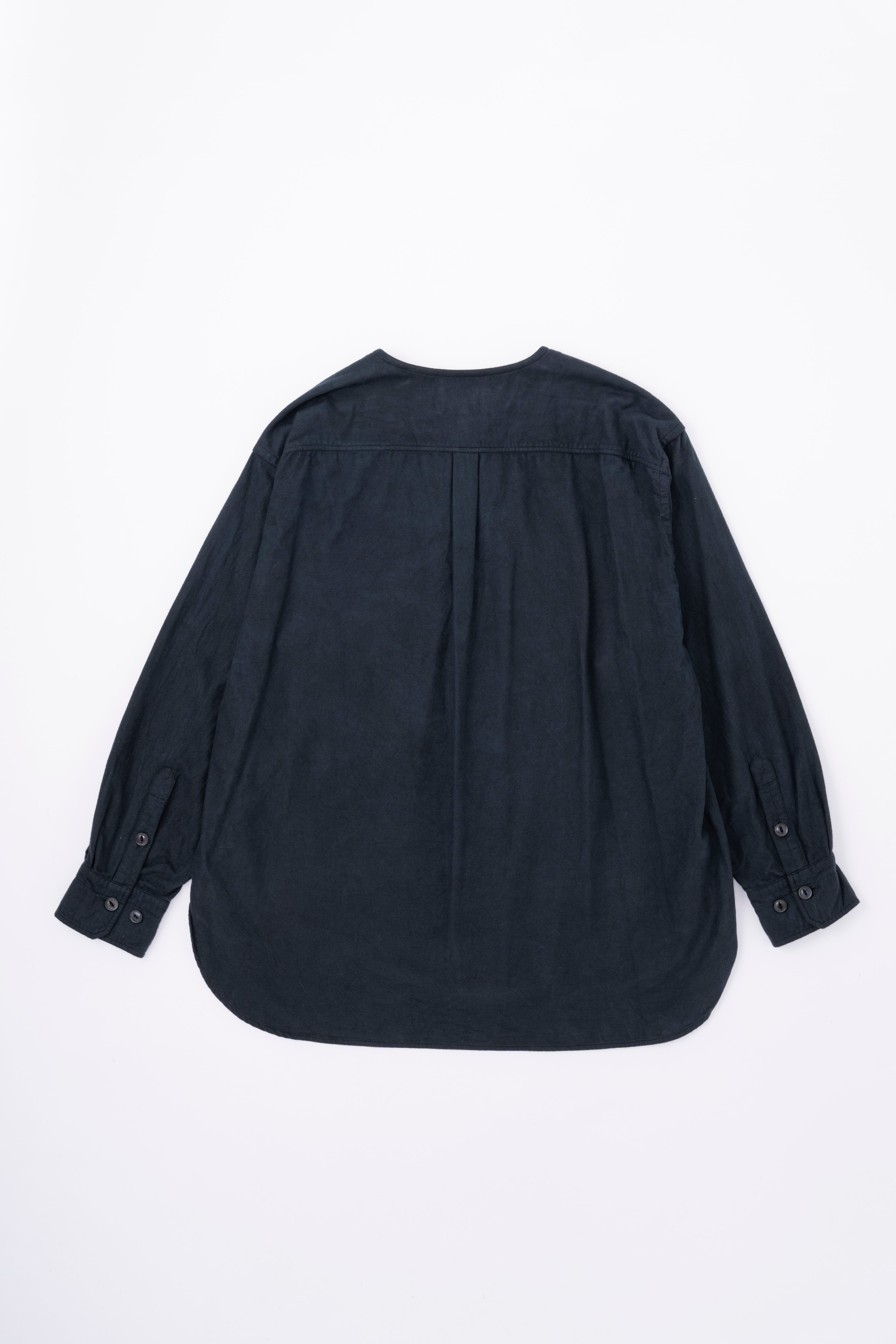 BRUSHED COTTON COLLARLESS SHIRT