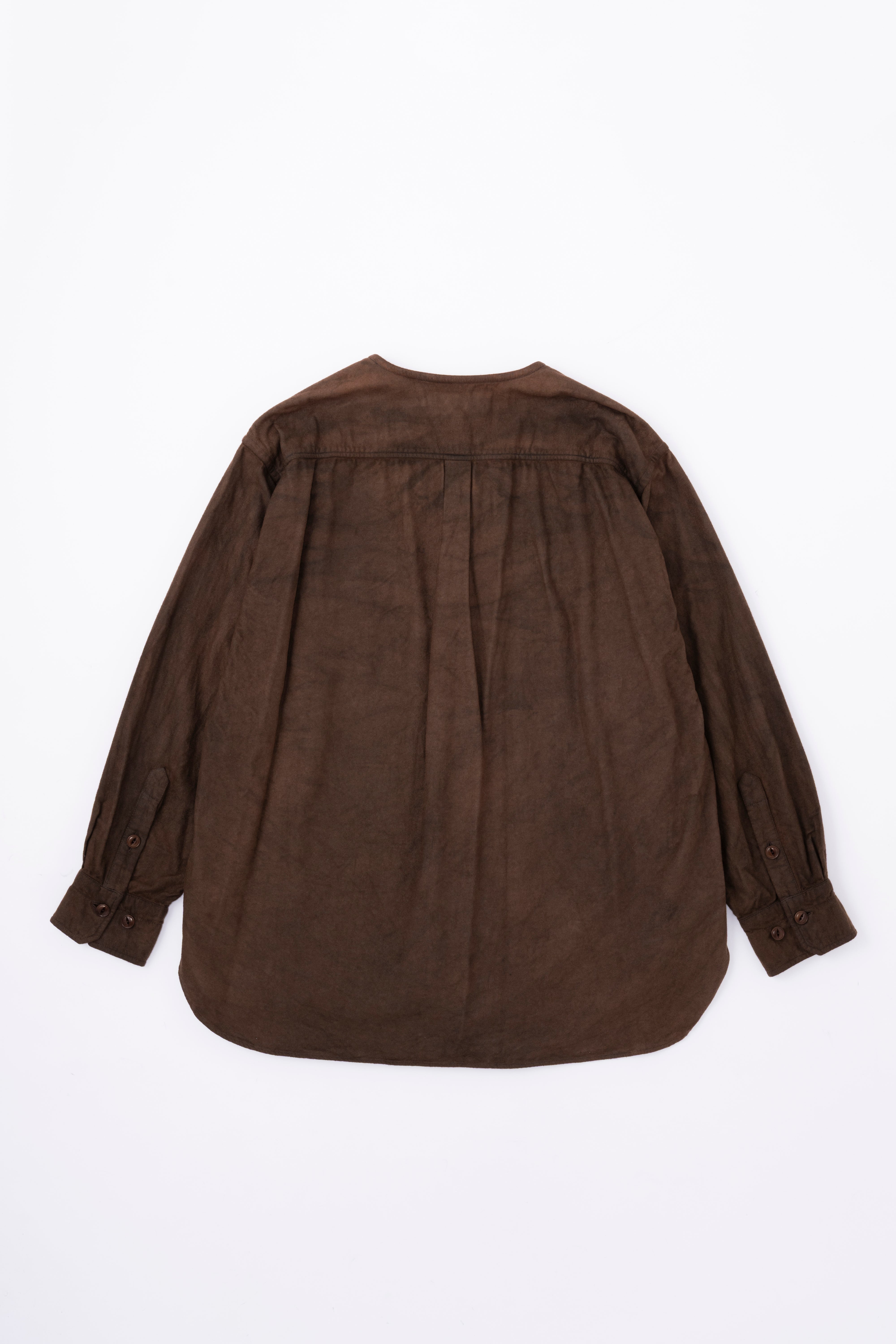 BRUSHED COTTON COLLARLESS SHIRT